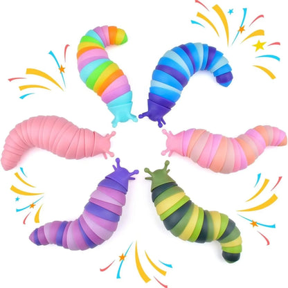 Colorful Simulation Caterpillar Fidget Toy | Articulated Stress Reliever for Kids and Adults