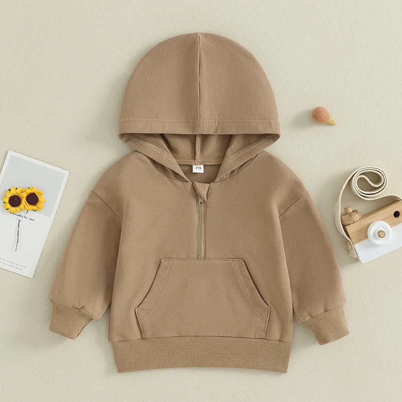 Kids Solid Color Hoodie – Long Sleeve Pullover for Toddlers