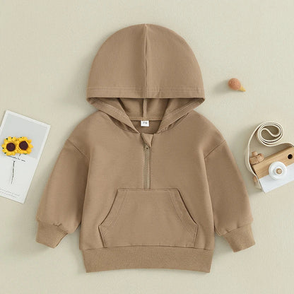Kids Solid Color Hoodie – Long Sleeve Pullover for Toddlers