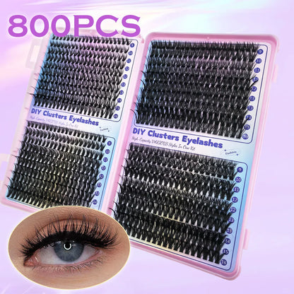 DIY Cluster Eyelash Extensions Kit | 640pcs Individual Lashes for Home Use