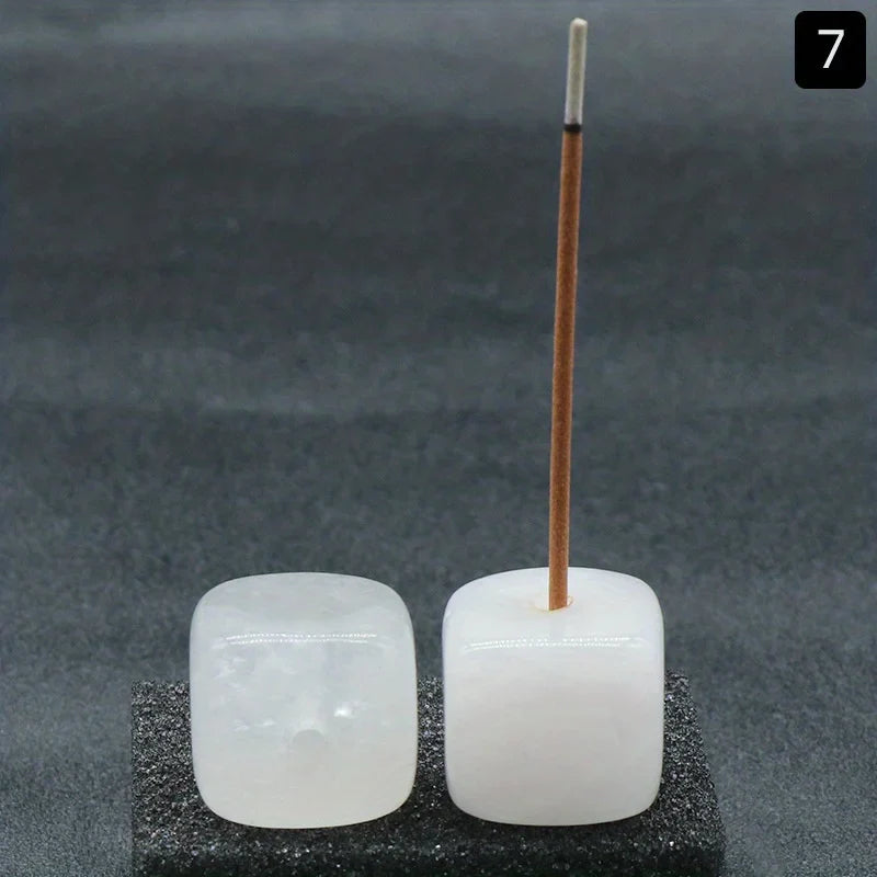 Natural Agate Stone Incense Holder | Square Wire Stick Incense Burner with Unique Pattern