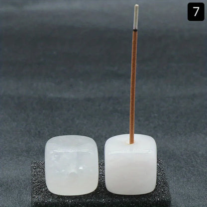 Natural Agate Stone Incense Holder | Square Wire Stick Incense Burner with Unique Pattern