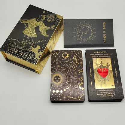 Cartes de Tarot russes de divination de luxe en feuille d'or de haute qualité Jeux de société prédictifs pour le marché russe