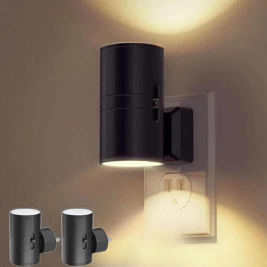 Plug In Dimmable LED Night Light Auto Sensor Bedside Bathroom Hallway Lamp