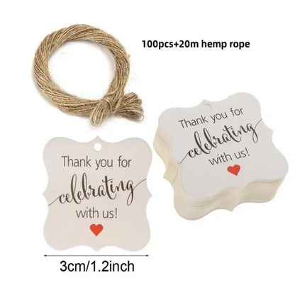 100pcs Kraft Tags with 20m Jute Twine | Handmade Gift Tag Set