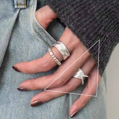 VENTFILLE 925 Sterling Silver Arched Wide Geometric Punk Ring | Asymmetric Cocktail Jewelry