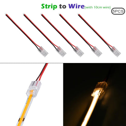 LED Strip Connectors and Fixing Clips Kit | 2-Pin COB Corner Connectors for Tape Lights