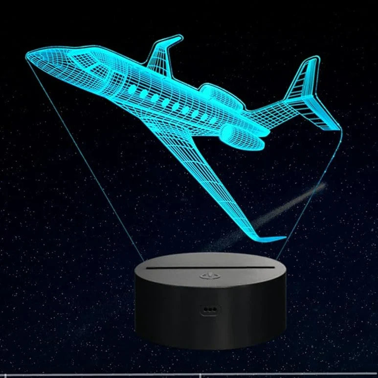 Airplane 3D LED Night Light | USB Illusion Bedside Lamp for Bedroom Decor