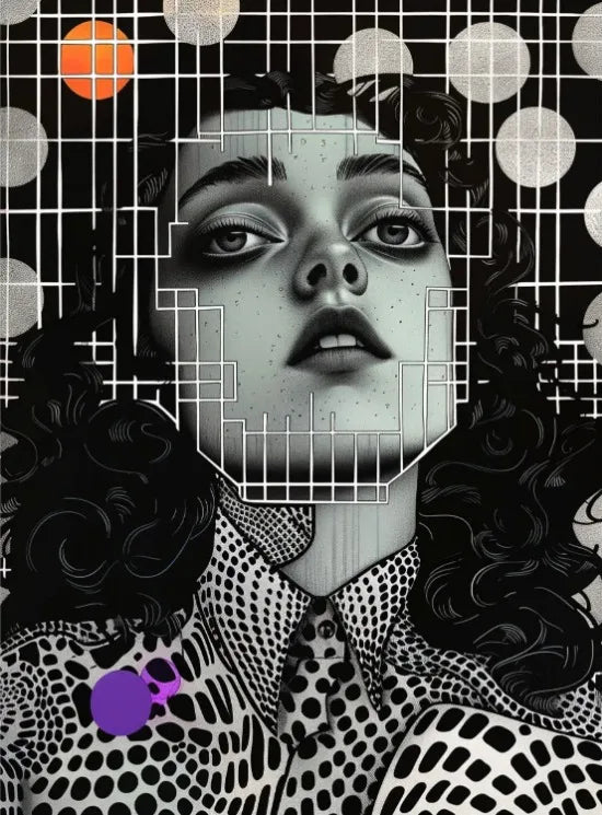 Tableau mural en toile « Grid Addiction » Art surréaliste Belle et unique impression de peinture Art mural abstrait moderne surréaliste Décoration murale en toile