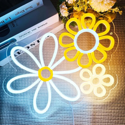 Enseigne néon fleur, Lumière néon LED pour Décoration Murale Chambre, Club, Fête, Cadeaux Saint-Valentin, Anniversaire pour Fille, Alimentation USB