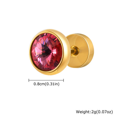 Stainless Steel Men’s Earrings | 8mm Multi-Faceted Screw Back Stud