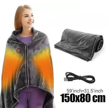 Manta Eléctrica Calentable Portátil Tipo Chal 3 Niveles de Calentamiento Manta USB 5V Terciopelo Coral 8 Zonas de Calor Calentamiento Rápido