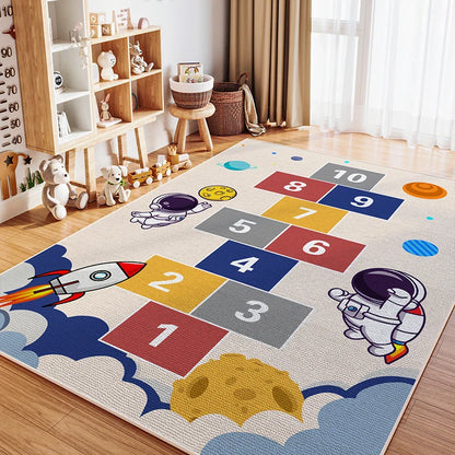 Alfombra de Pelo Cristal de VIKAMA para Habitación Infantil, Resistente a las Manchas, Lavable, para Dormitorio, Cama, Juego, Sala de Estar, Alfombra de Gateo, Decoración del Hogar