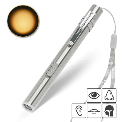 Mini Portable LED Pen Light | USB Rechargeable Medical Flashlight with Stainless Steel Clip