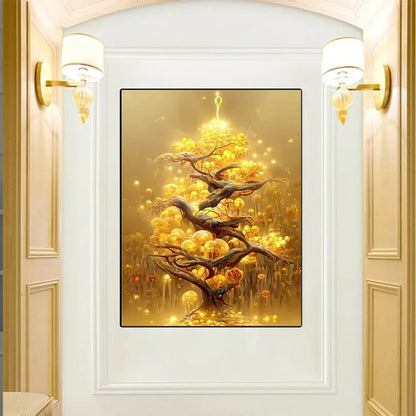 Arte de pared abstracto clásico, lujo, árbol del dinero dorado de la suerte, póster de impresión en lienzo HD, pintura decorativa para el hogar, sala de estar, dormitorio