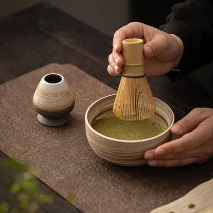 4PCS Outils de préparation de thé japonais Matcha DIY Fouet à Matcha en bambou Cuillère Bol Fouet à thé Brosses Accessoires de cérémonie