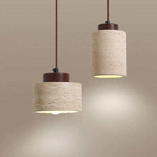 Japanese Wabi Sabi Stone Pendant Light – Modern Bedside Hanging Lamp for Bedroom