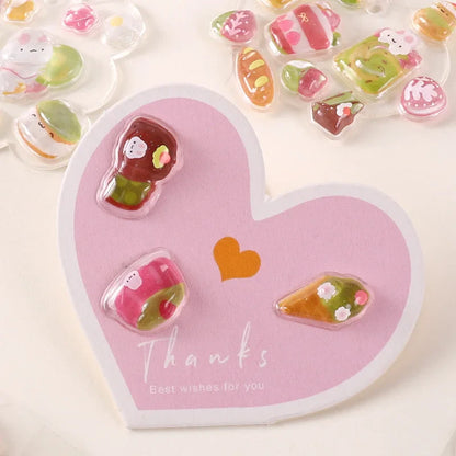 6-Style Japanese 3D Cute Stickers | Crystal Embossed Design for DIY Crafts