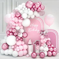 Pink White Balloon Garland Arch Kit Wedding Birthday Party Decorarion Kids Girl Baby Shower Party Supplies Confetti Latex Ballon