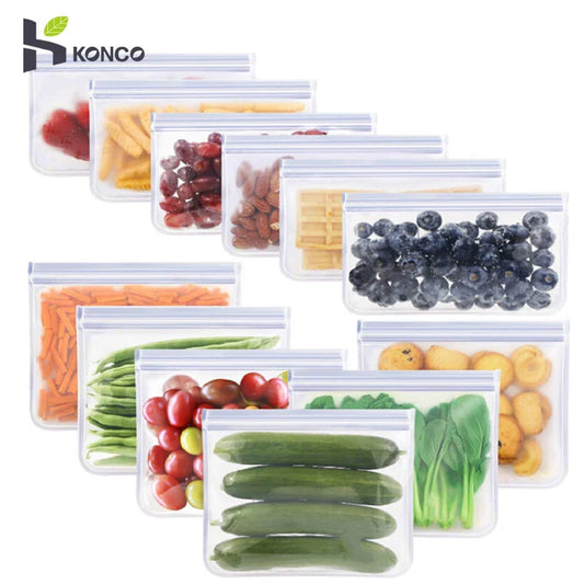 Reusable Silicone Food Storage Bag | Leakproof Stand Up Zip Pouch