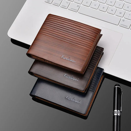 Men's Slim PU Leather Wallet | Business Card Holder with Multiple Compartments