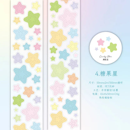 Star Cloud Masking Tape 5x200cm | Decorative Scrapbooking Tape Roll