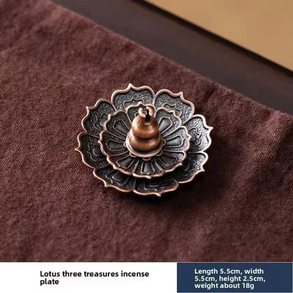 Porous Lotus Zen Line Incense Holder | Retro Metal Sandalwood Burner Tray