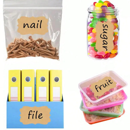 300pcs Solid Color Kraft Paper Label Sticker Roll | Simple Multi-Purpose Writable Stickers for School and DIY