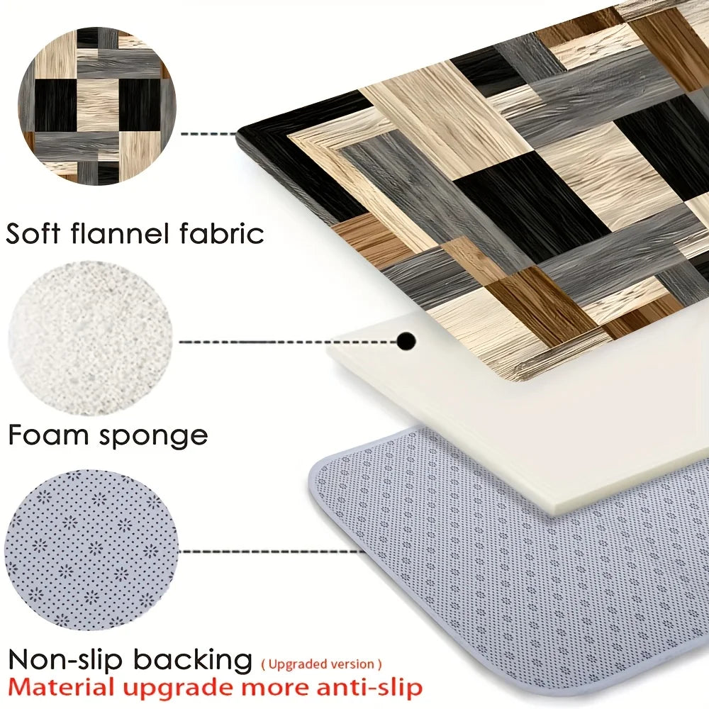VIKAMA Tapis de sol géométrique patchwork Tapis de cuisine Tapis de porte moelleux Paillasson Tapis de salon pour chambre à coucher Décoration intérieure