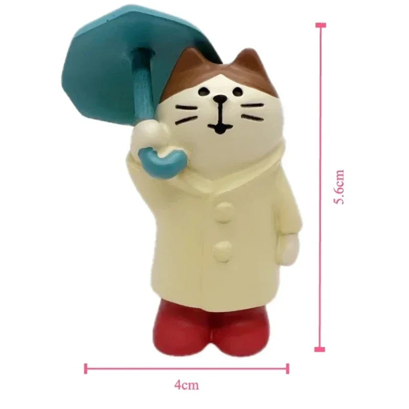 Artisanat de décoration en résine de chat, petite grenouille scène de pluie pour la décoration de bureau, ornements artisanaux, collection de jouets, cadeaux en gros Nouveauté 2024