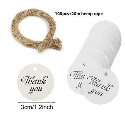 100pcs Kraft Tags with 20m Jute Twine | Handmade Gift Tag Set
