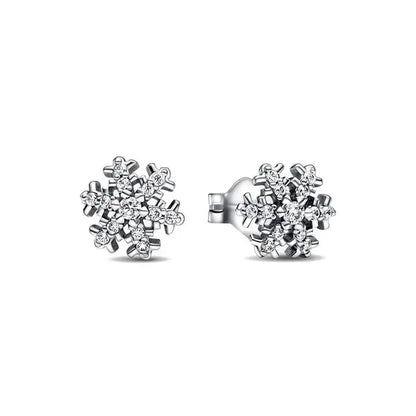925 Silver Double Hoop Snowflake Ginkgo Stud Earrings | DIY Jewelry Gift for Women