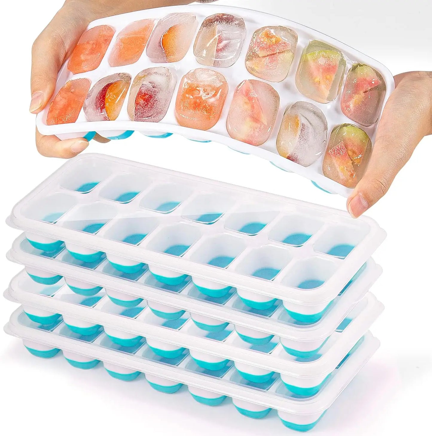 14 Grid Square Ice Cube Tray with Lid | Silicone Mold for Easy Release
