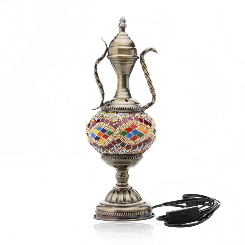 Turkish Mosaic Table Lamp Handcrafted Glass Vintage Mediterranean Romantic Bedside Light