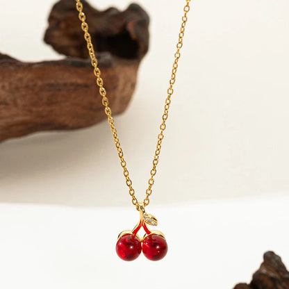 ANENJERY 316L Stainless Steel Fruit Pendant Necklace | Simple Fashion Jewelry for Women