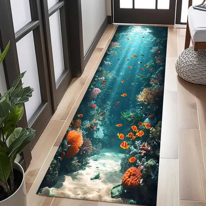 Tapis de sol 3D Cascade Canyon Impression Nature Réaliste Antidérapant pour Salon Chambre Couloir Décoration Maison