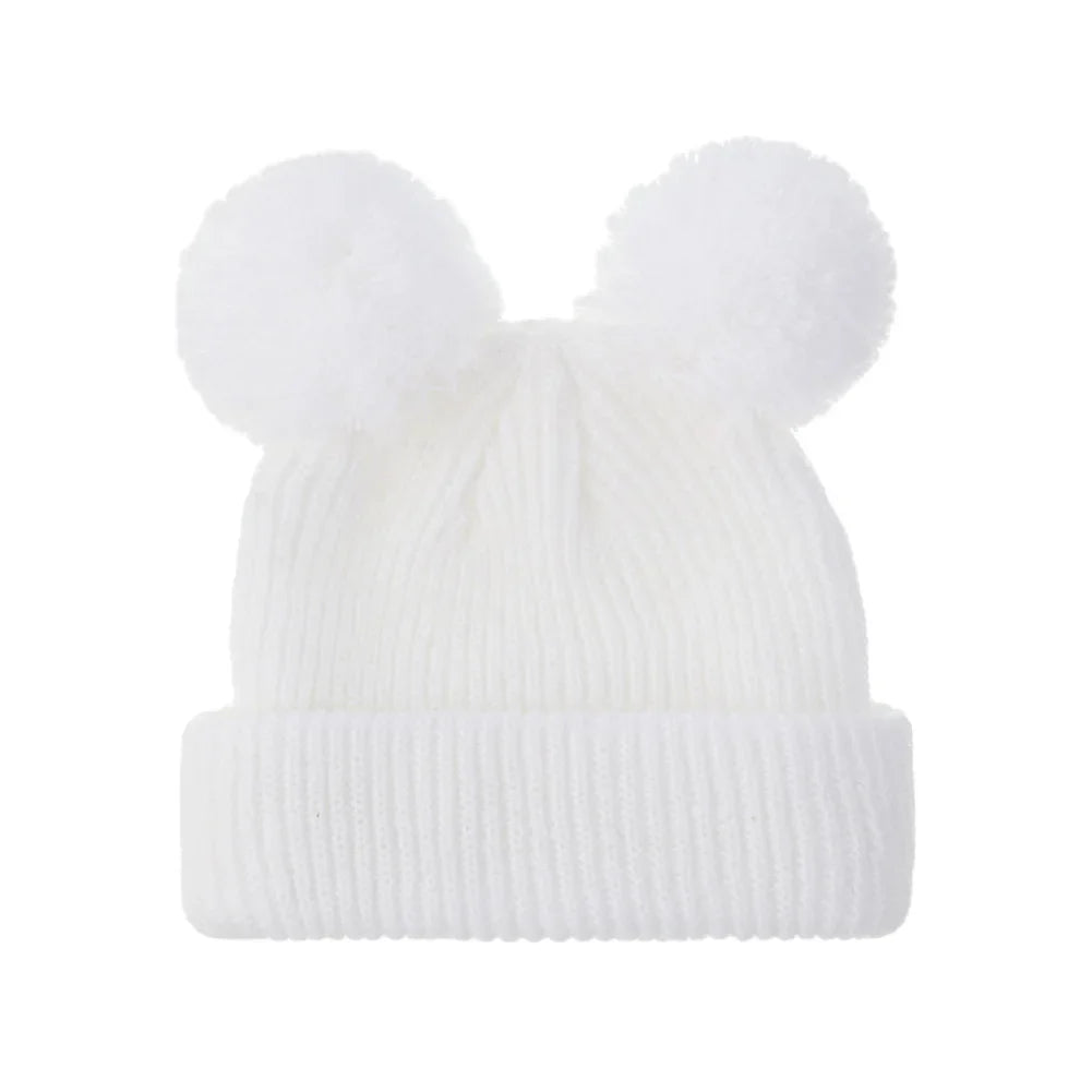 0-12M Solid Knitted Cute Pom Pom Cap | Newborn Baby Turban Hat