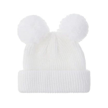 0-12M Solid Knitted Cute Pom Pom Cap | Newborn Baby Turban Hat