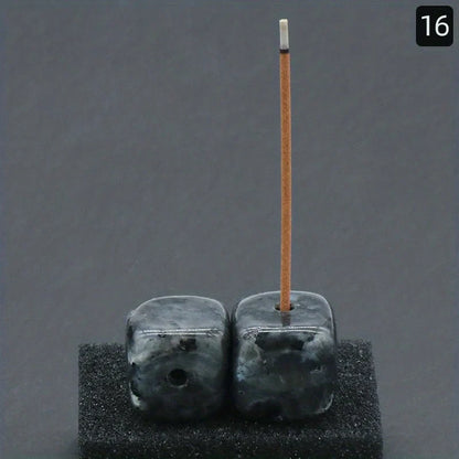 Natural Agate Stone Incense Holder | Square Wire Stick Incense Burner with Unique Pattern