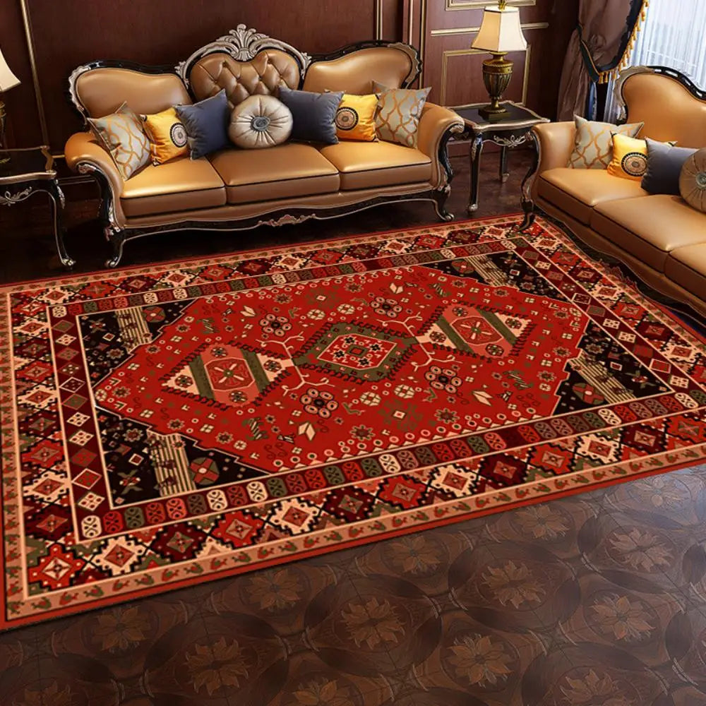 VIKAMA Alfombra nórdica grande para sala de estar, estilo retro, alfombra de dormitorio, decoración del hogar marroquí, sofá, mesa de té, alfombra de área grande