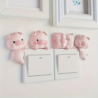 3D Cartoon Pig Light Switch Cover | Sweet Pink Animal Wall Decor