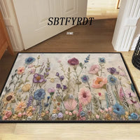 VIKAMA Beau Tapis de Sol Fleur Tapis de Porte Extérieur Tapis de Bienvenue Moelleux Tapis de Salon Doux pour Chambre à Coucher Décoration Douce pour la Maison