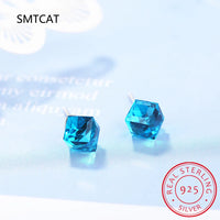 1.2ct Natural Sky Blue Topaz Stud Earrings | 925 Sterling Silver Geometric Jewelry