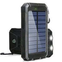 Solar Power Bank 20000mAh Portable Charger External Battery LED Light for Phones