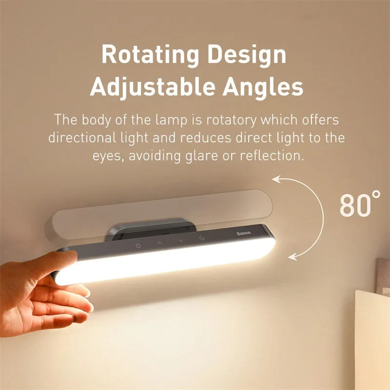 Magnetic Hanging Desk Lamp Rechargeable LED Stepless Dimming Study Work Light