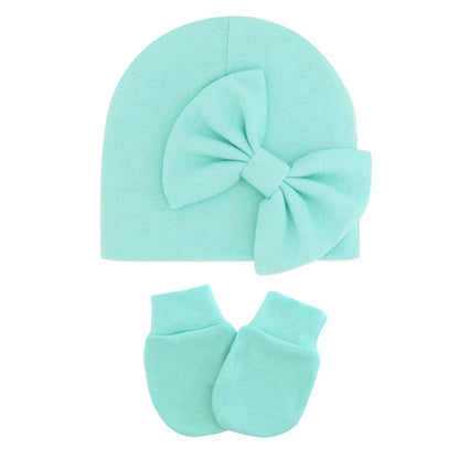 Newborn Baby Girl Hat and Gloves Set | Cotton Beanie for Infant Toddler