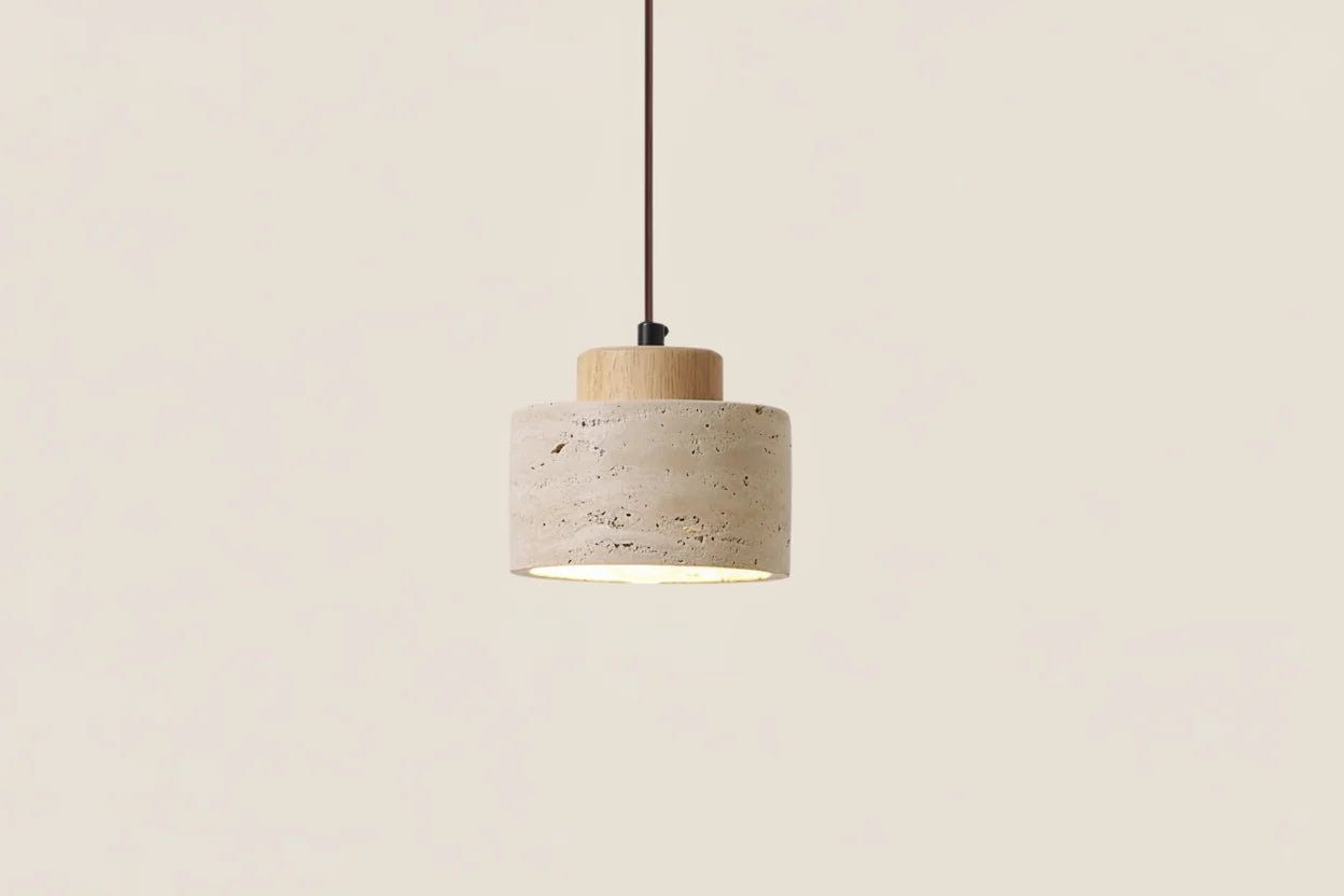 Japanese Wabi Sabi Stone Pendant Light – Modern Bedside Hanging Lamp for Bedroom