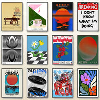 Modern abstract pop art canvas print, retro movie music travel, Nordic aesthetic home decor, wall art poster unframed