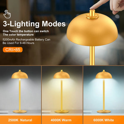 Rechargeable Touch Table Lamp – Wireless USB-C LED Desk Light for Bedroom & Camping