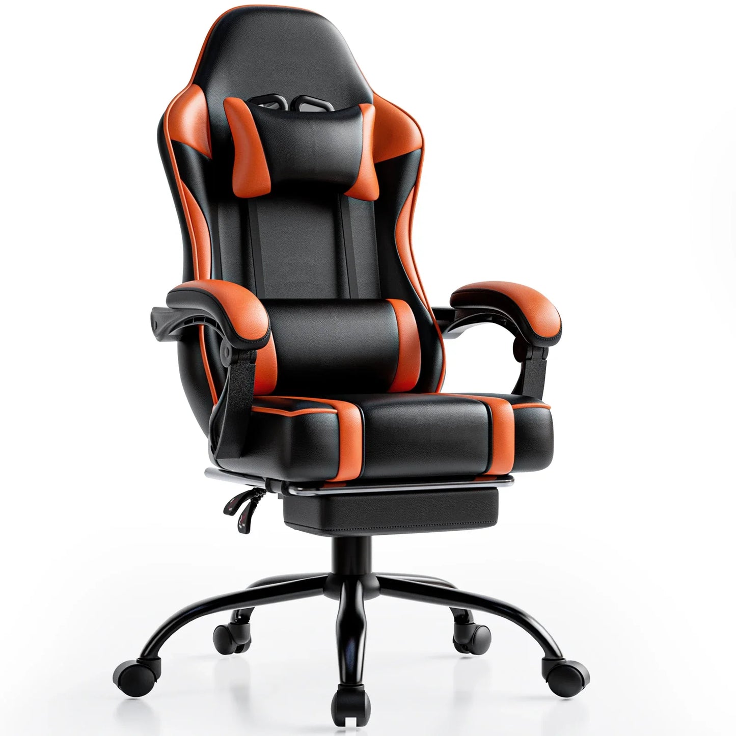 Gaming Chair with Footrest Reclining PU Leather Ergonomic Office Desk Chair